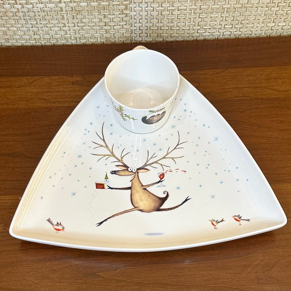 🎄🌟2xHP🌟VTG 2005 Royal Worcester Porcelain 2  Piece Chip & Dip Plate Mackie
